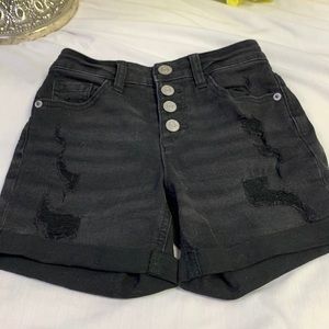 Justice Black Distressed Shorts